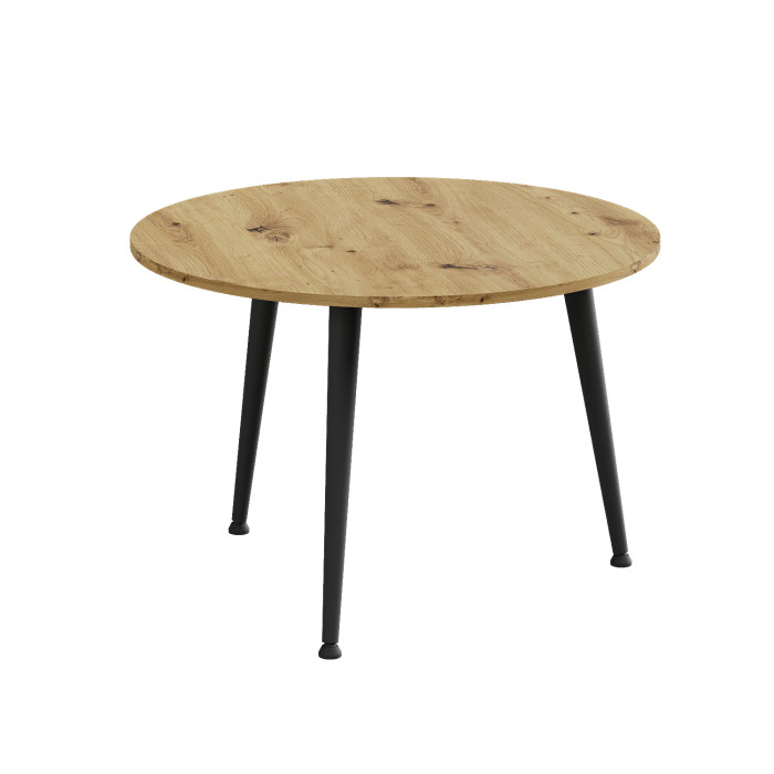 Журнальний круглий стіл OPTIMA 1 ніжки конусні Ferrum-decor 450x670x670 Чорний метал ДСП Дуб Артизан 16 мм (FRD-107465)