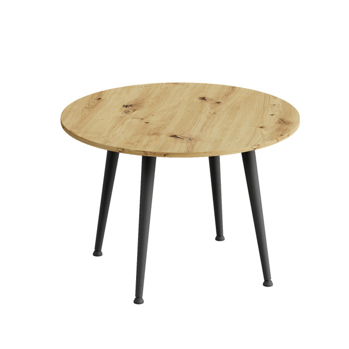 Журнальний круглий стіл OPTIMA 2 ніжки конусні Ferrum-decor 450x670x670 Чорний метал ДСП Дуб Артизан 16 мм (FRD-107475)