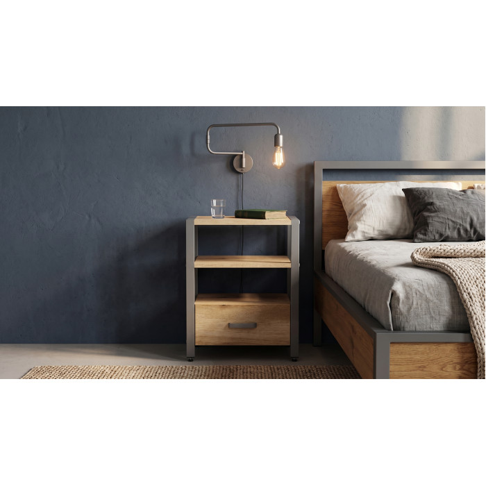 Тумба універсальна Ferrum-decor Вів'єн 1/1 50x41x40 сірий ДСП Дуб Евок Прибережний 16 мм (FRD-107815)