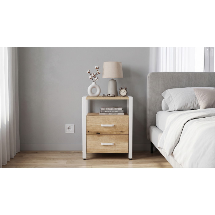 Тумба універсальна Ferrum-decor Вів'єн 2/2 50x41x40 білий ДСП Дуб Евок Прибережний 16 мм (FRD-107765)