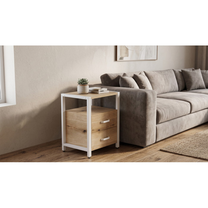 Тумба універсальна Ferrum-decor Вів'єн 2/2 50x41x40 білий ДСП Дуб Евок Прибережний 16 мм (FRD-107765)