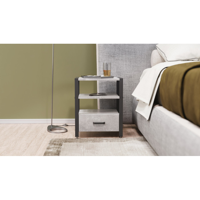 Тумба універсальна Ferrum-decor Вів'єн 1/1 50x41x40 чорний ДСП Бетон 16 мм (FRD-106936)