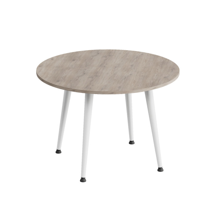 Журнальний круглий стіл OPTIMA 2 ніжки конусні Ferrum-decor 450x670x670 Білий метал ДСП Дуб Кремона Канолло 16 мм (FRD-107547)