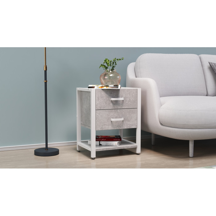 Тумба універсальна Ferrum-decor Вів'єн 2/1 50x41x40 білий ДСП Бетон 16 мм (FRD-106927)