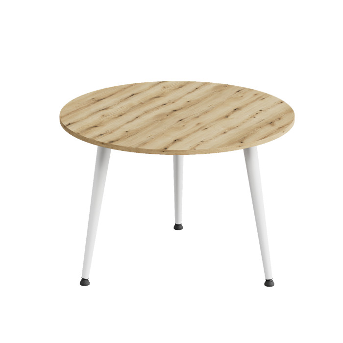Журнальний круглий стіл OPTIMA 1 ніжки конусні Ferrum-decor 450x670x670 Білий метал ДСП Дуб Евок Прибережний 16 мм (FRD-107538)