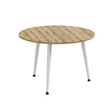 Журнальний круглий стіл OPTIMA 1 ніжки конусні Ferrum-decor 450x670x670 Білий метал ДСП Дуб Евок Прибережний 16 мм (FRD-107538)