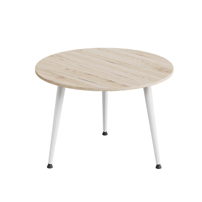 Журнальний круглий стіл OPTIMA 1 ніжки конусні Ferrum-decor 450x670x670 Білий метал ДСП Дуб Сан-Марино 16 мм (FRD-107468)