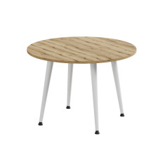 Журнальний круглий стіл OPTIMA 2 ніжки конусні Ferrum-decor 450x670x670 Білий метал ДСП Дуб Евок Прибережний 16 мм (FRD-107548)