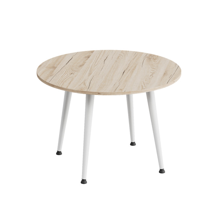 Журнальний круглий стіл OPTIMA 2 ніжки конусні Ferrum-decor 450x670x670 Білий метал ДСП Дуб Сан-Марино 16 мм (FRD-107478)