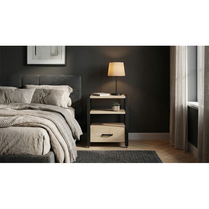 Тумба універсальна Ferrum-decor Вів'єн 1/1 50x41x40 чорний ДСП Дуб Кремона Торро 16 мм (FRD-107808)