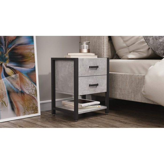 Тумба універсальна Ferrum-decor Вів'єн 2/1 50x41x40 чорний ДСП Бетон 16 мм (FRD-106938)