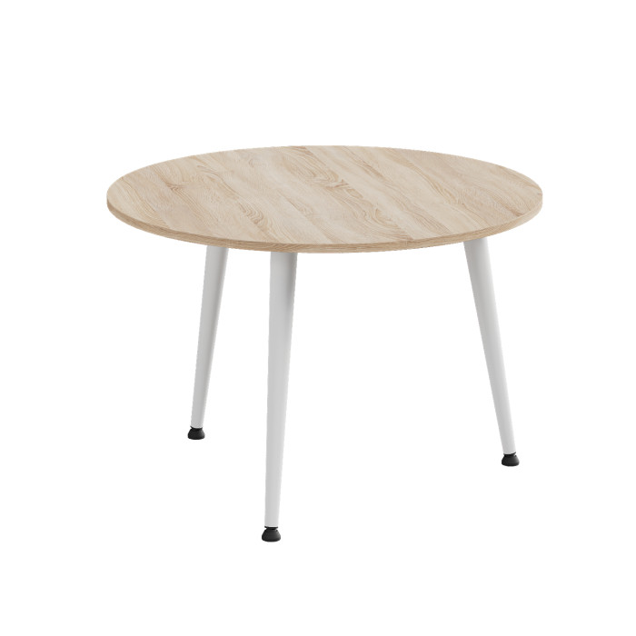 Журнальний круглий стіл OPTIMA 1 ніжки конусні Ferrum-decor 450x670x670 Білий метал ДСП Дуб Сонома 16 мм (FRD-107469)