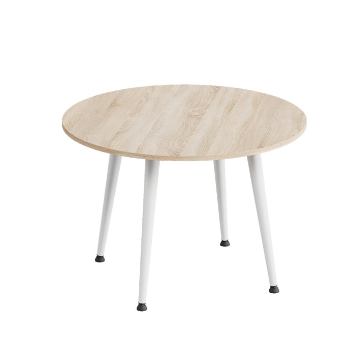Журнальний круглий стіл OPTIMA 2 ніжки конусні Ferrum-decor 450x670x670 Білий метал ДСП Дуб Сонома 16 мм (FRD-107479)