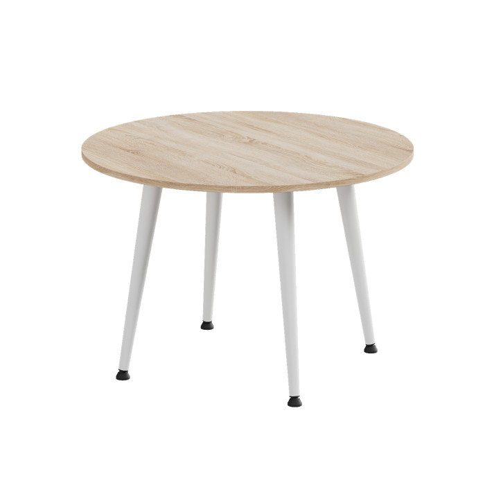 Журнальний круглий стіл OPTIMA 2 ніжки конусні Ferrum-decor 450x670x670 Білий метал ДСП Дуб Сонома 16 мм (FRD-107479)