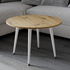 Журнальний круглий стіл OPTIMA 2 ніжки конусні Ferrum-decor 450x670x670 Білий метал ДСП Дуб Артизан 16 мм (FRD-107480)