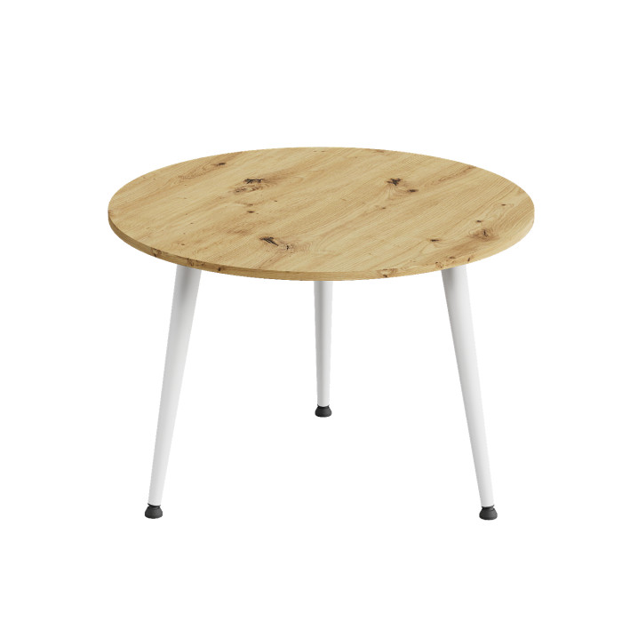 Журнальний круглий стіл OPTIMA 1 ніжки конусні Ferrum-decor 450x670x670 Білий метал ДСП Дуб Артизан 16 мм (FRD-107470)