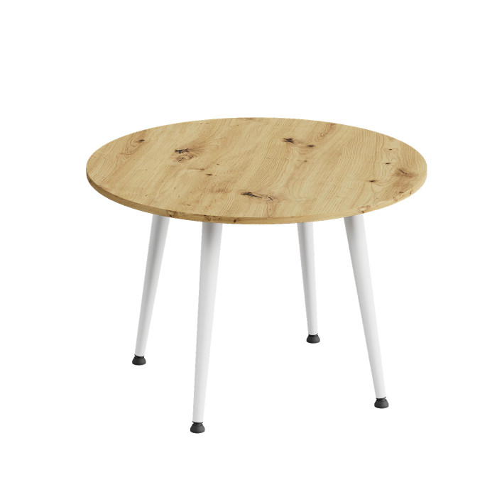 Журнальний круглий стіл OPTIMA 2 ніжки конусні Ferrum-decor 450x670x670 Білий метал ДСП Дуб Артизан 16 мм (FRD-107480)