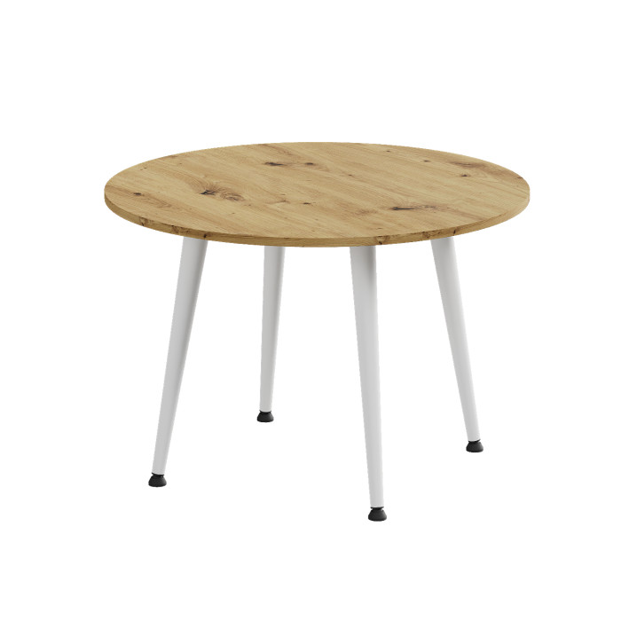 Журнальний круглий стіл OPTIMA 2 ніжки конусні Ferrum-decor 450x670x670 Білий метал ДСП Дуб Артизан 16 мм (FRD-107480)