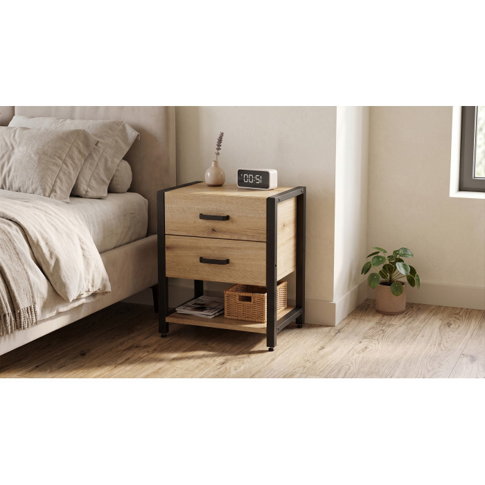 Тумба універсальна Ferrum-decor Вів'єн 2/1 50x41x40 чорний ДСП Дуб Евок Прибережний 16 мм (FRD-107790)