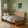 Односпальне дерев'яне ліжко Mebigrand Ліза М1 (ліва спинка) Вільха/Аляска 23 (Бежевий) 80x200 см MBG-25807 - фото 1