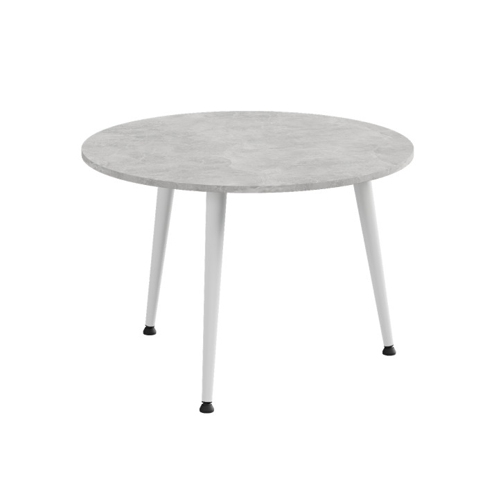 Журнальний круглий стіл OPTIMA 1 ніжки конусні Ferrum-decor 450x670x670 Білий метал ДСП Бетон 16 мм (FRD-107471)