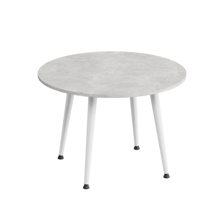 Журнальний круглий стіл OPTIMA 2 ніжки конусні Ferrum-decor 450x670x670 Білий метал ДСП Бетон 16 мм (FRD-107481)