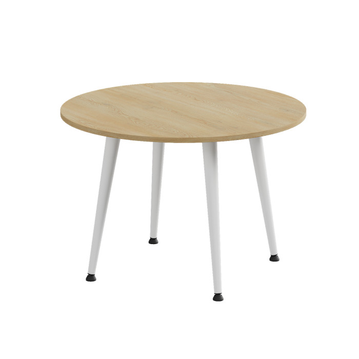 Журнальний круглий стіл OPTIMA 2 ніжки конусні Ferrum-decor 450x670x670 Білий метал ДСП Дуб Кремона Торро 16 мм (FRD-107551)