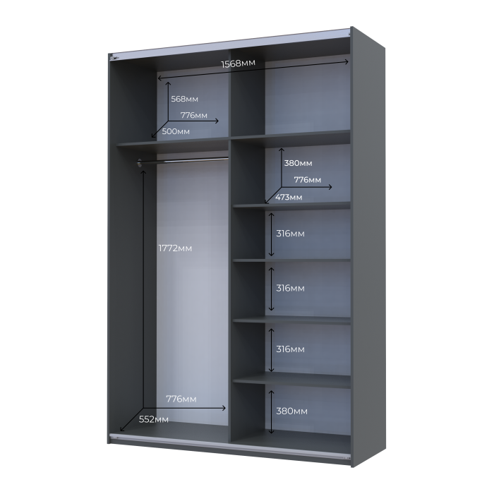 Шкаф-купе двухдверный Doros G-Caiser 160х60х240 см Графит (DRS-011035)