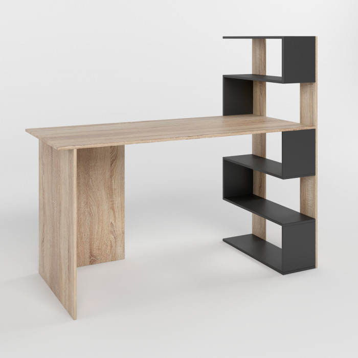 Cтіл комп'ютерний з полицями М-ЗОН Джеко 1416P правий Сонома/Антрацит (MZN-031030)