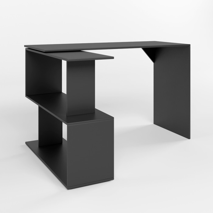 Стіл комп'ютерний поворотний з полицями М-ЗОН Джеко 1200 Антрацит (MZN-031033)