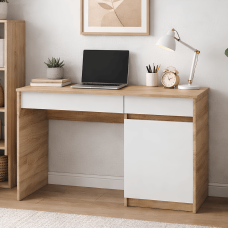 Письмовий стіл із 2 шухлядами та закритою секцією Еверест Сіті-1100 110,1х50,1х76,6 см Дуб сонома/Білий (EVR-071104)