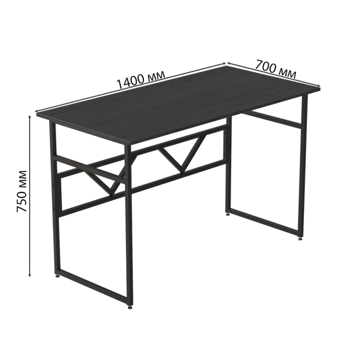 Комп'ютерний стіл Ferrum-decor Раян 75x140x70 чорний ДСП Сосна Кембра 32мм (FRD-103730)