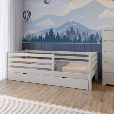 Детская кроватка Mebigrand Ника Айвори (S0505Y30R) 120х190 см с передней съемной защитной оградой и ящиками (MBG-16008)