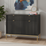 Комод Perfect Home Нова / Nova 2-дверний з 2 шухлядами і золотими ніжками KSZ104 Чорний (PFH-091231) - фото 1