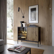 Комод с подсветкой Perfect Home Сенто / Sento K104 2-дверный Черный/дуб вотан (PFH-091489)