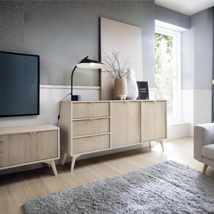 Комод Perfect Home Форест / Forest KSZ158 2-дверный с 3 ящиками Беж песочный/пихта сканди (PFH-091483)