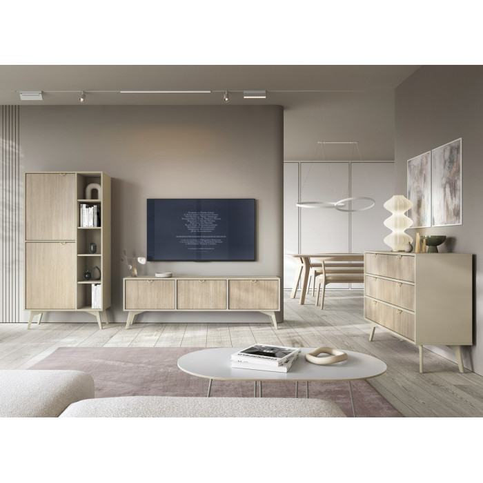 Комод Perfect Home Форест / Forest KSZ158 2-дверный с 3 ящиками Беж песочный/пихта сканди (PFH-091483)