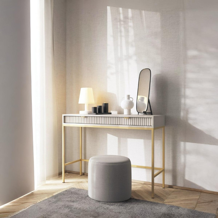 Стіл туалетний Perfect Home Нова / Nova з 2 шухлядами та золотими ніжками T104 Кашемір (PFH-091271)