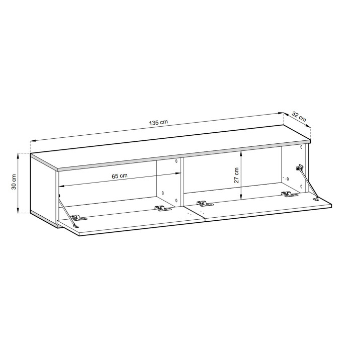 Тумба под телевизор навесная Perfect Home Оро/Oro 2-дверная RTV135 Белый (PFH-091349)