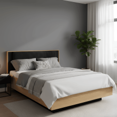 Ліжко (каркас) Perfect Home Балтик / Baltic 160 з м'яким ізголів'ям двоспальне Дуб балтик/чорний (PFH-091380)