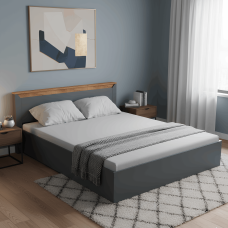 Ліжко двоспальне Еверест Нордік-1600 (щит ДСП під матрац) 160х200 см Графіт/Дуб крафт золотий (EVR-5558)