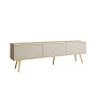 Тумба під телевізор Perfect Home Оро / Oro 3-дверна з золотими ніжками RTV175 MDF Бежевий (PFH-091347) - фото 3