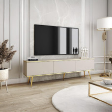 Тумба под телевизор Perfect Home Оро/Oro 3-дверная с золотыми ножками RTV175 Бежевый (PFH-091318)