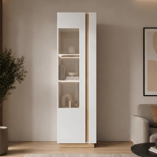 Вітрина висока Perfect Home Арко / Arco 1-дверна 1D1W/60 Білий глянець/дуб грандсон (PFH-091029)