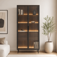 Вітрина висока з підсвіткою Perfect Home Лумі / Lumi 2D2S/91 2-дверна з 2 шухлядами Дуб дунін (PFH-091381)