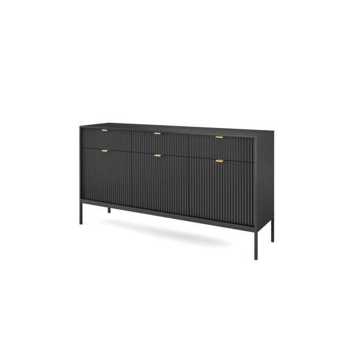Комод Perfect Home Нова / Nova 3-дверний з 3 шухлядами і чорними ніжками KSZ154 Чорний (PFH-091246)
