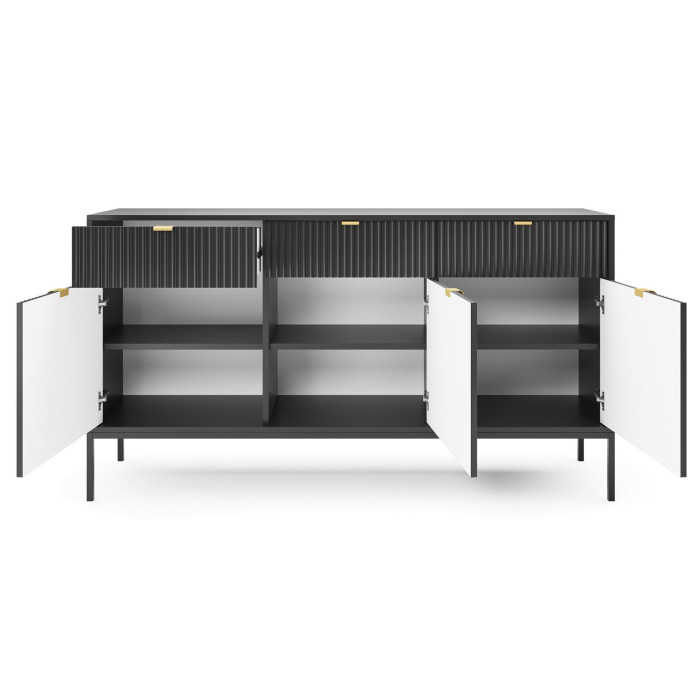 Комод Perfect Home Нова / Nova 3-дверний з 3 шухлядами і чорними ніжками KSZ154 Чорний (PFH-091246)