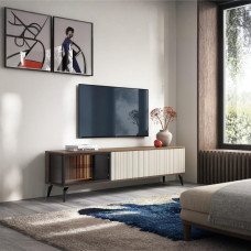 Тумба под ТВ с подсветкой Вичи / Vici RTV180 3-дверная Орех/кашемир Perfect Home Польша (PFH-091295)