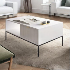 Стол журнальный Perfect Home Новая/Nova с 2 ящиками и черными ножками L104 Белый (PFH-091248)