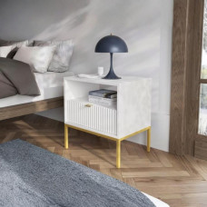 Тумба приліжкова Perfect Home Нова / Nova з 1 шухлядою і золотими ніжками S54 Білий (PFH-091261)